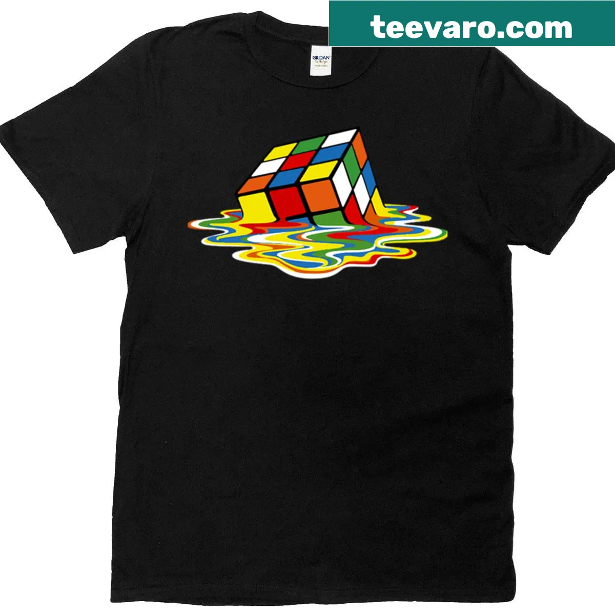 Cartoon melting cube design inspired by Sheldon from TBBT — on a men's t-shirt