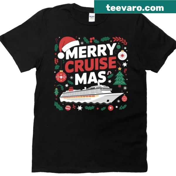 Christmas cruise ship design on a holiday t-shirt