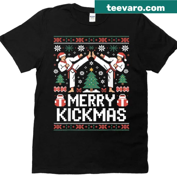 Cartoon design of martial arts with a Christmas theme