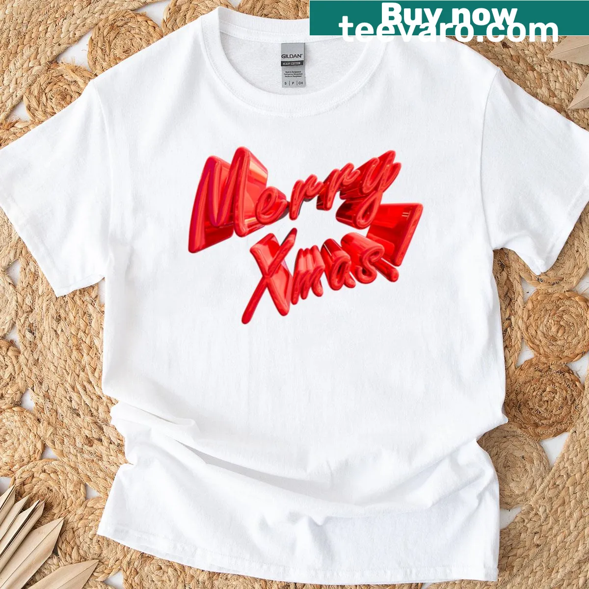 Typography design featuring a Merry Xmas greeting — on a men's t-shirt