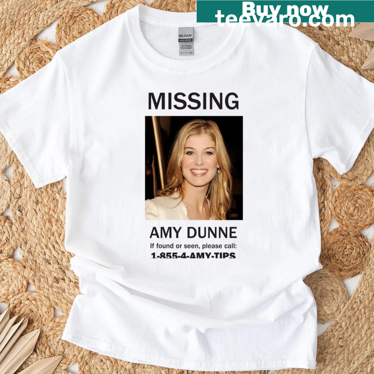 T-shirt with Missing - Amy Dunne Gone Girl print — on a men's t-shirt