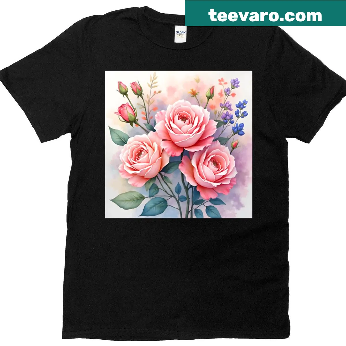 Elegant pink roses illustration on a women's t-shirt — on a men's t-shirt