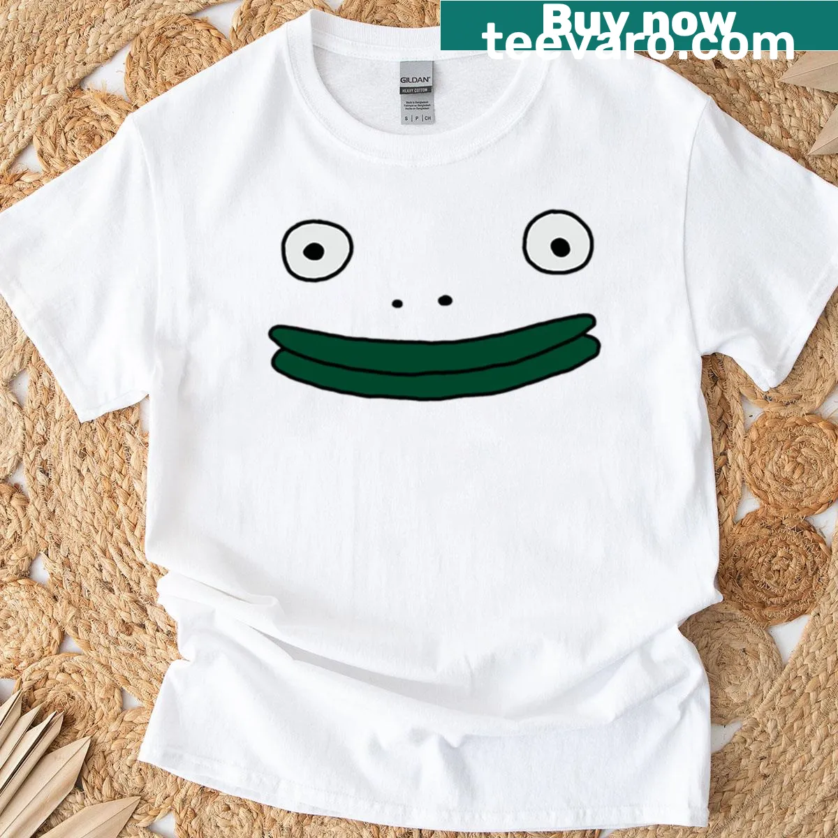 Illustration of a cheerful frog on a playful T-shirt — on a men's t-shirt
