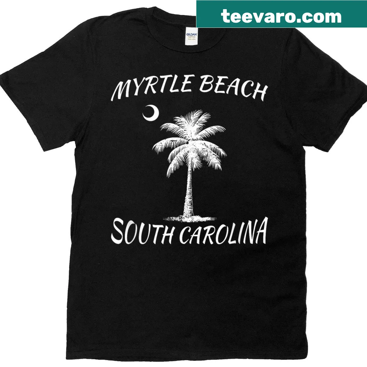 Myrtle Beach themed t-shirt with beach elements — on a men's t-shirt