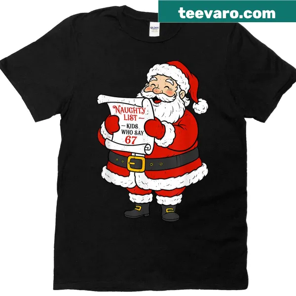 Funny Christmas T-shirt with naughty list meme for kids