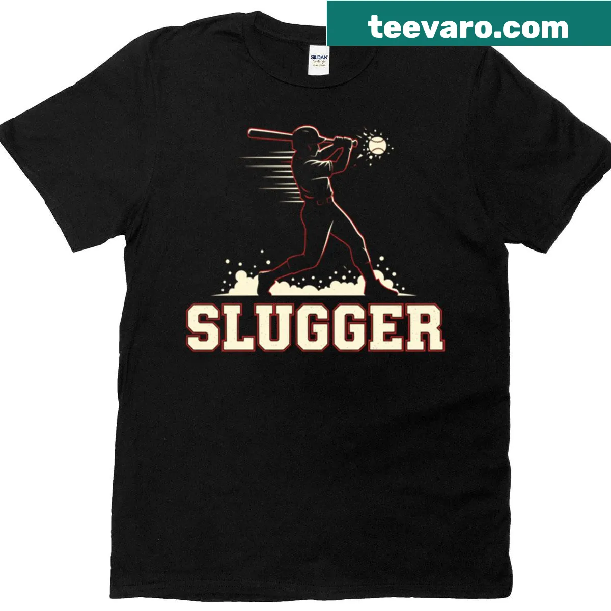 Funny sports T-shirt with 'Slugger Touchdown' text — on a men's t-shirt