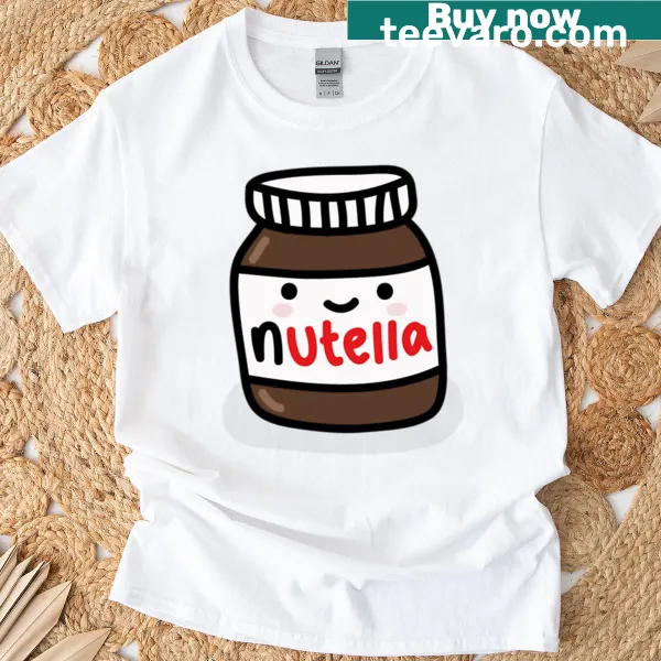 Illustrated Nutella jar graphic on a T-shirt