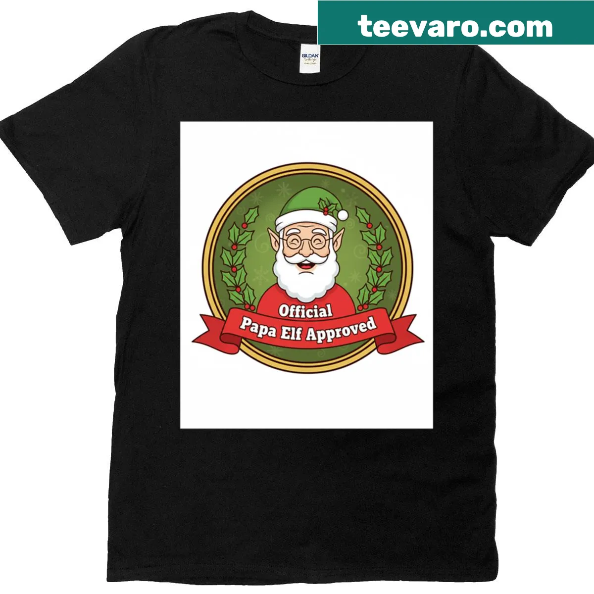 Wholesome Christmas T-shirt with Papa Elf design — on a men's t-shirt