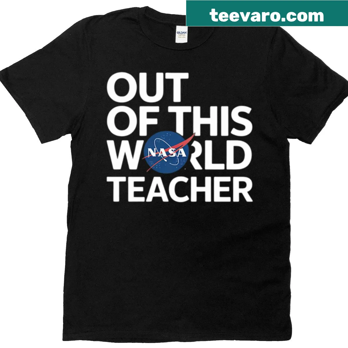 NASA-themed T-shirt for teachers celebrating education — on a men's t-shirt