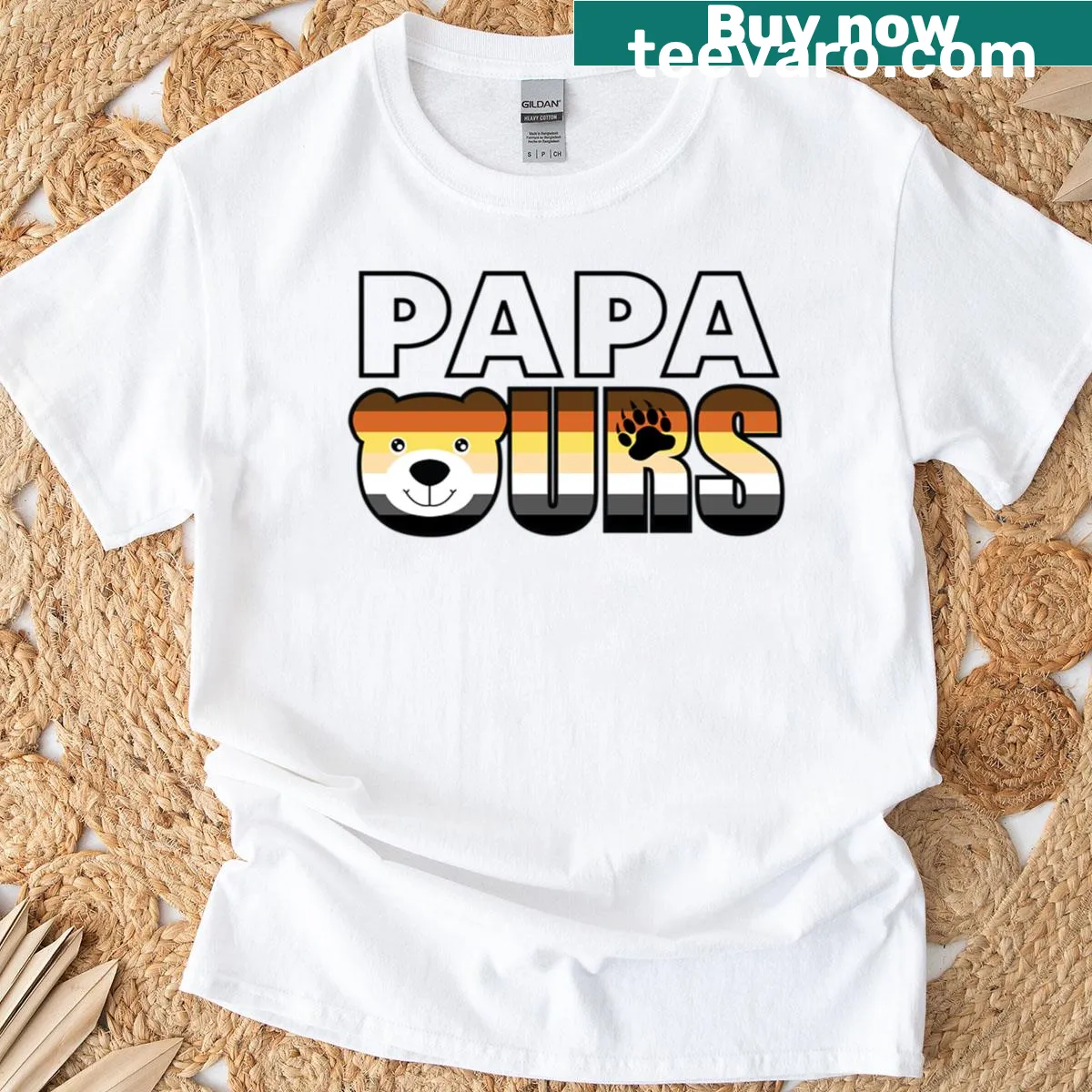 Illustrated Daddy Bear T-shirt representing fatherhood — on a men's t-shirt
