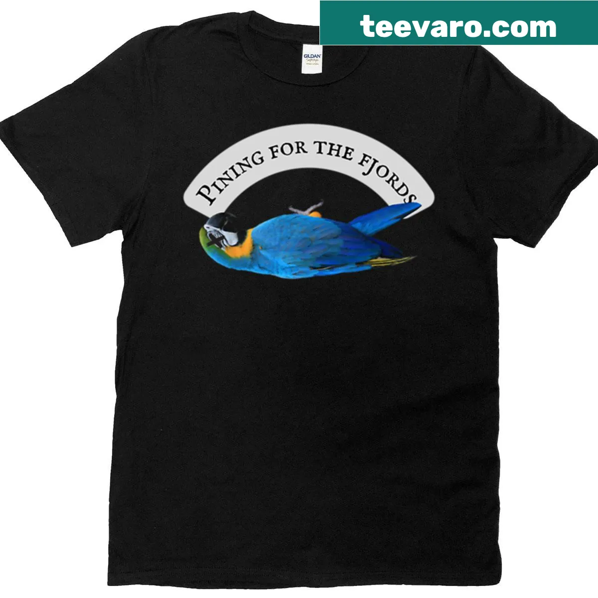 Funny t-shirt referencing the 'Dead Parrot' sketch with playful design — on a men's t-shirt