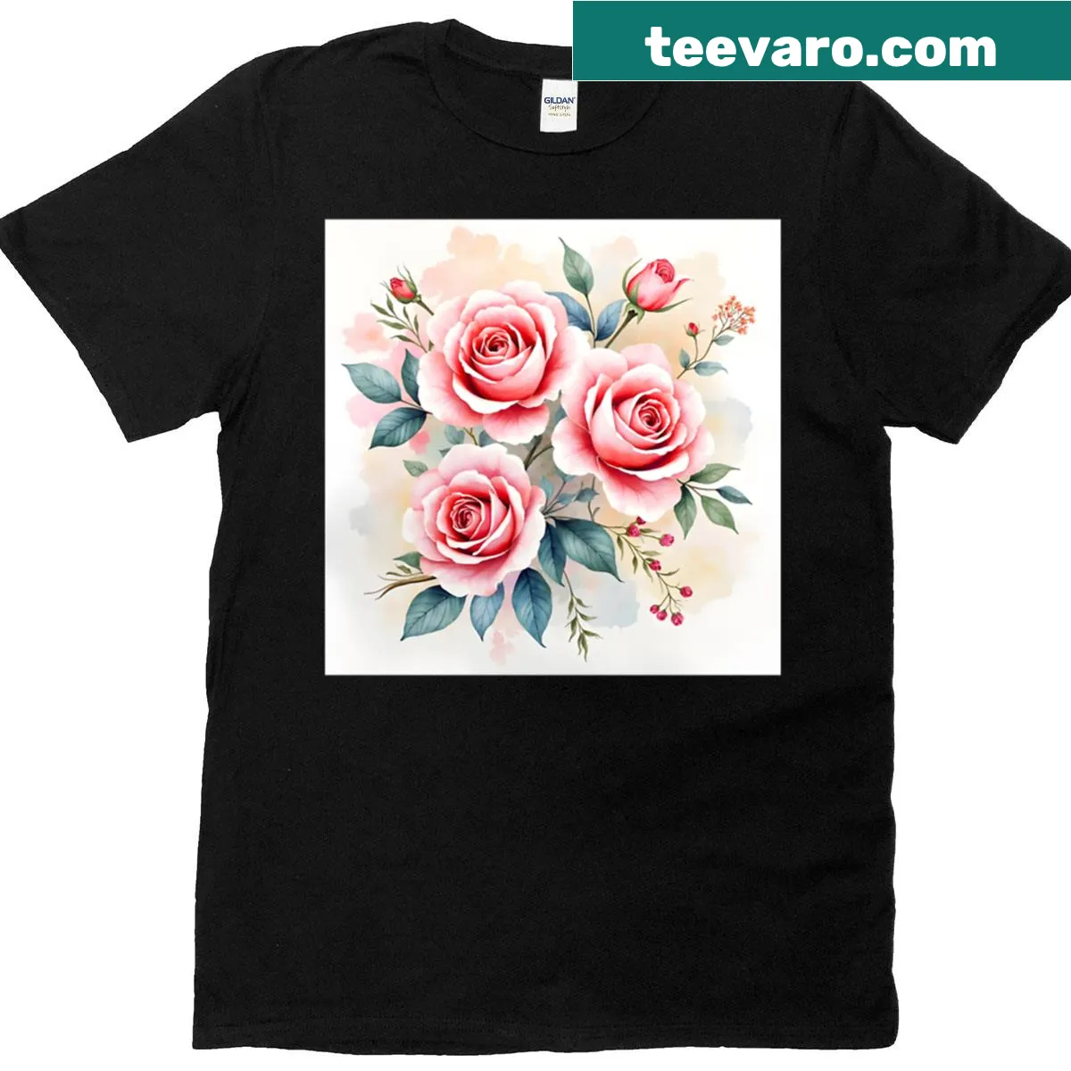 Beautiful T-shirt with a modern pink roses illustration — on a men's t-shirt