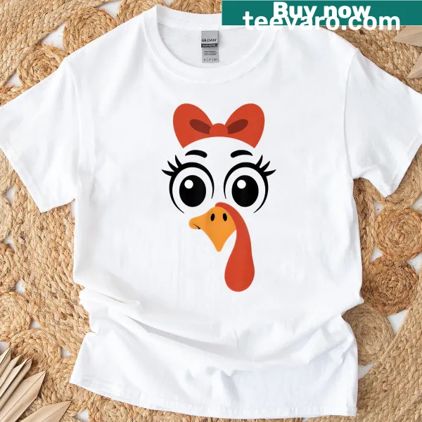 Cute Thanksgiving T-shirt featuring a turkey face design