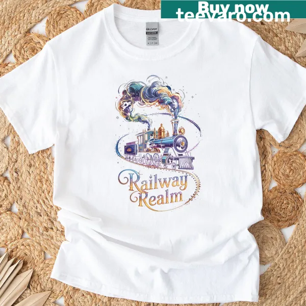 Retro T-shirt depicting a fantasy steam locomotive