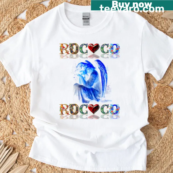 T-shirt featuring a Rococo style blue angel illustration