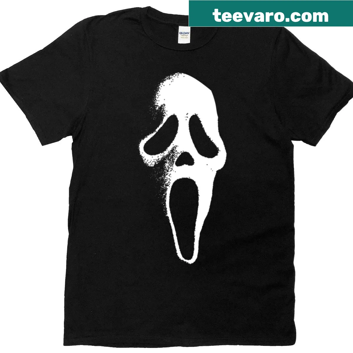 Scream mask graphic T-shirt for horror fans — on a men's t-shirt