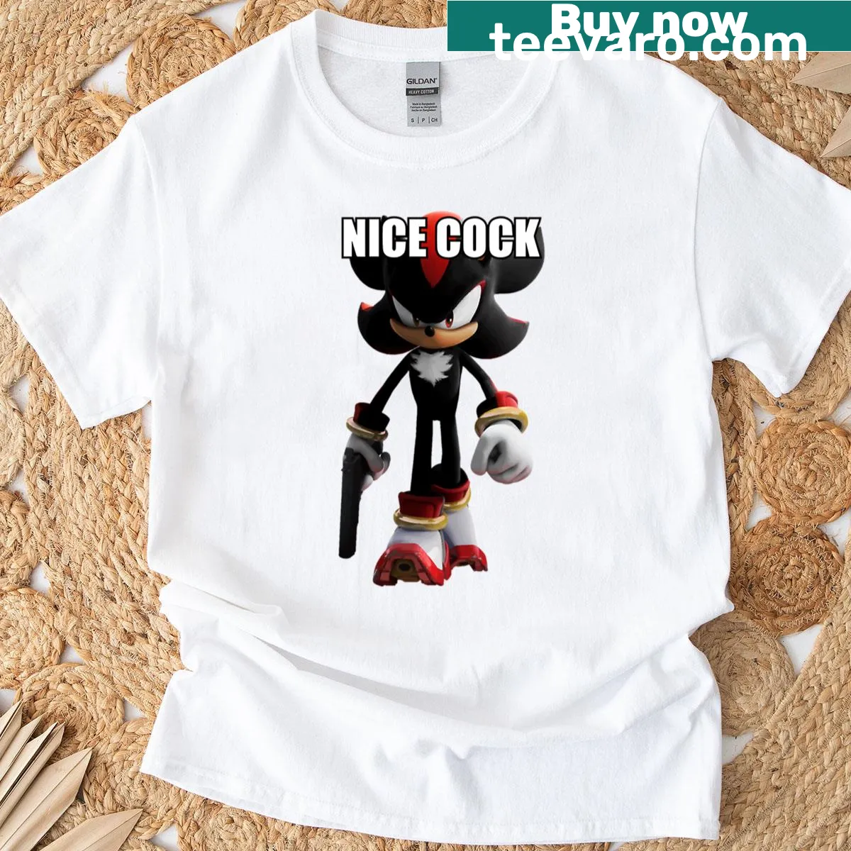 T-shirt featuring an illustration of Shadow the Hedgehog — on a men's t-shirt