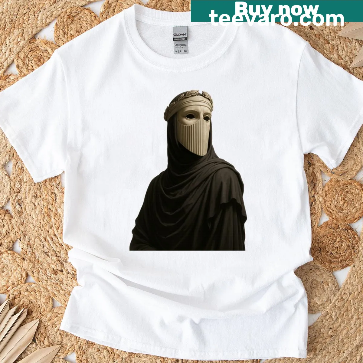 Silent Oracle graphic t-shirt featuring mystical design — on a men's t-shirt