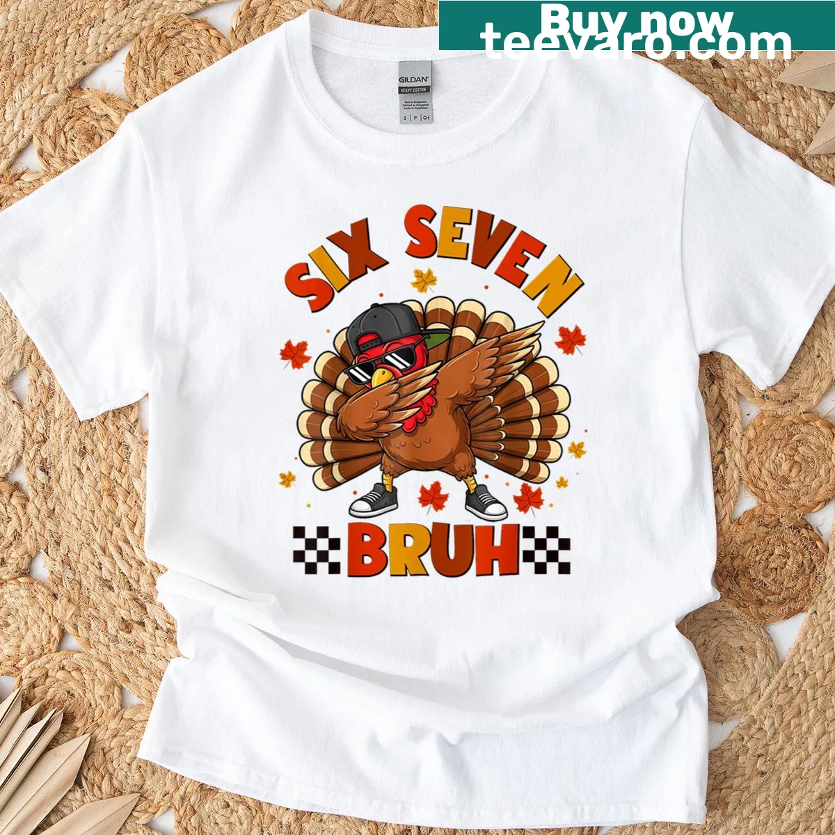 Funny Thanksgiving t-shirt with cartoon turkey and meme-inspired text — on a men's t-shirt