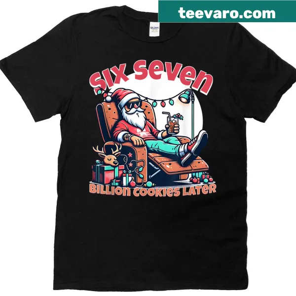 Funny Santa and cookies graphic on Christmas T-shirt