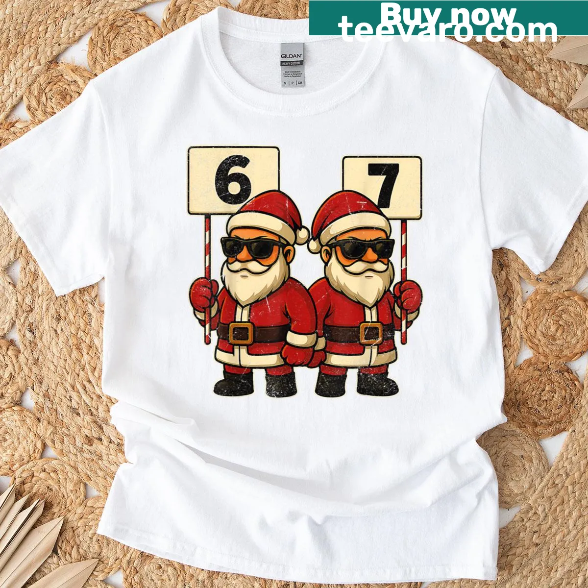 Funny Christmas T-shirt with whimsical Santa graphic — on a men's t-shirt