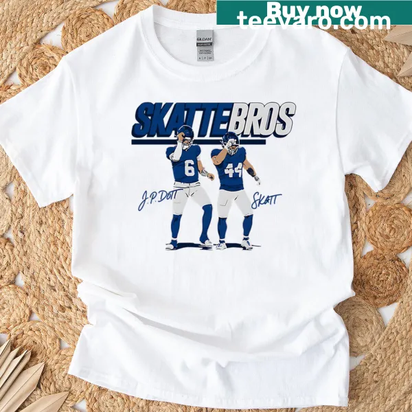 New York Giants themed t-shirt with Jaxson Dart and Cam Skattebo