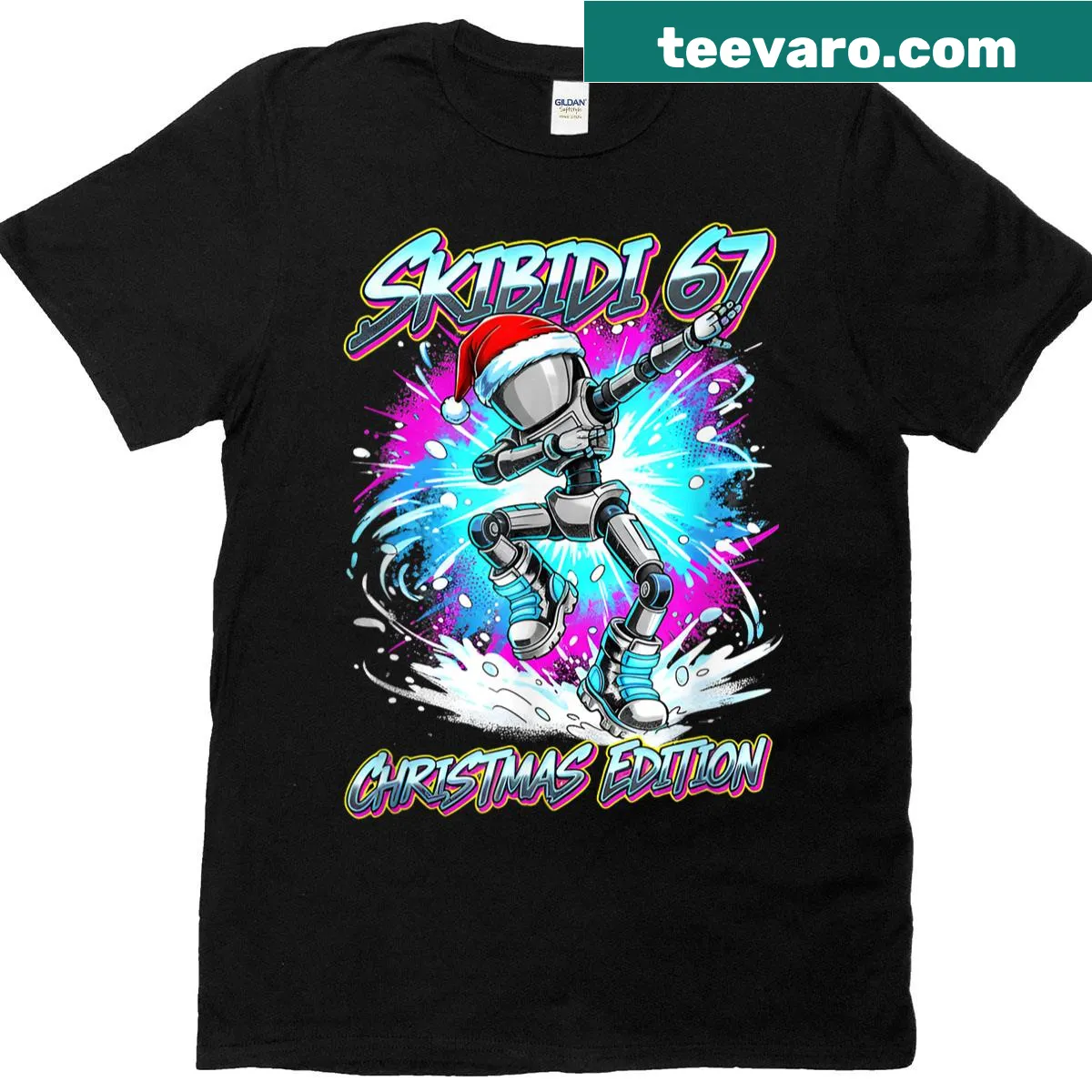 Fun Christmas dance graphic on Skibidi 67 T-shirt — on a men's t-shirt