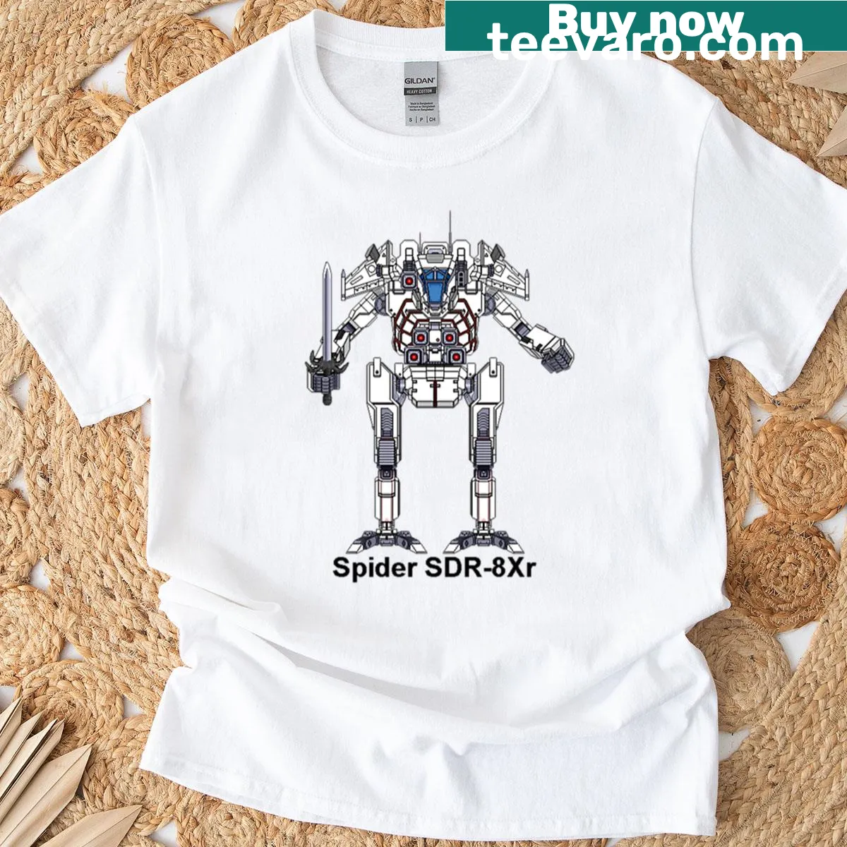 Illustration of Spider Sdr-8xr battlemech T-shirt — on a men's t-shirt
