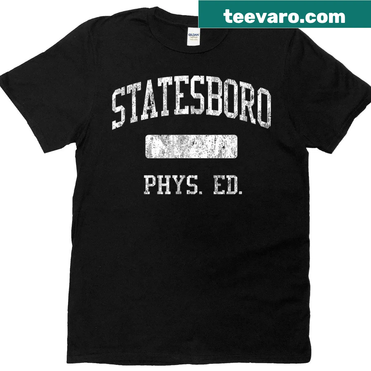 Statesboro High School Phys Ed t-shirt with school name and emblem — on a men's t-shirt
