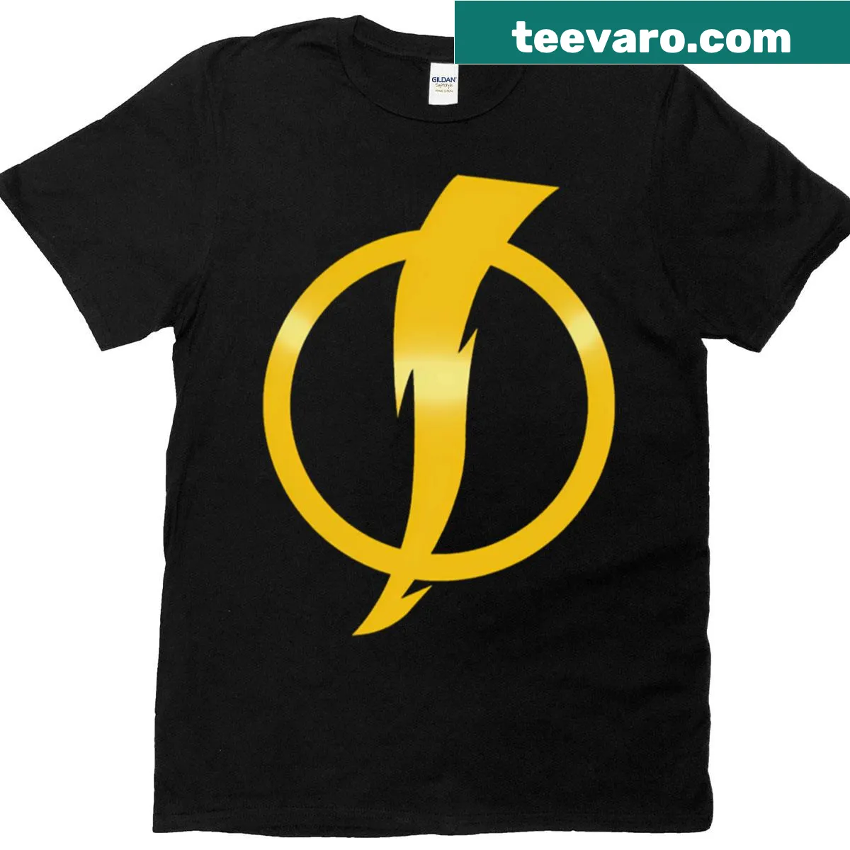 T-shirt featuring the Static Shock logo in a sleek design. — on a men's t-shirt