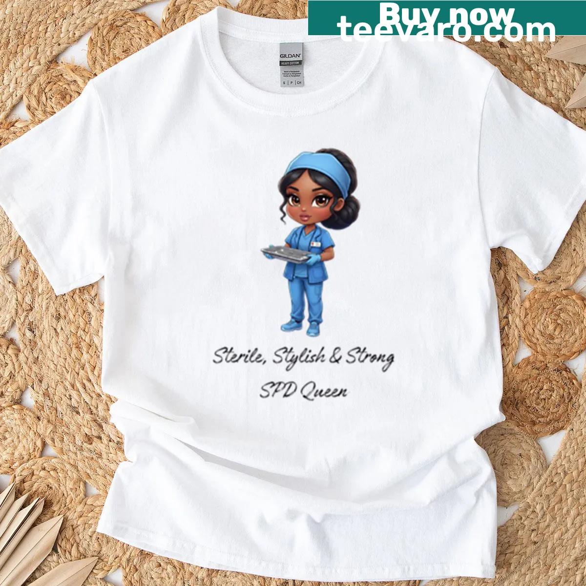 Cute cartoon design T-shirt for sterile processing technicians — on a men's t-shirt