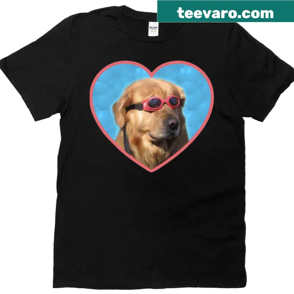 T-shirt featuring a dog wearing swimming goggles in a fun illustration