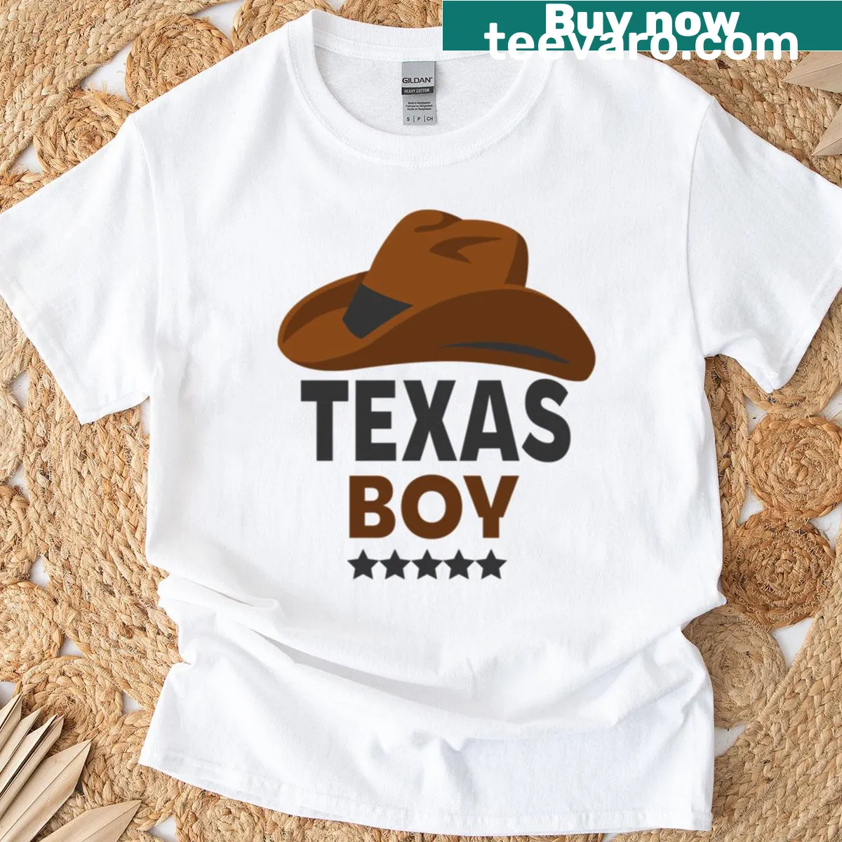 Texan Christmas-themed graphic on a festive t-shirt — on a men's t-shirt