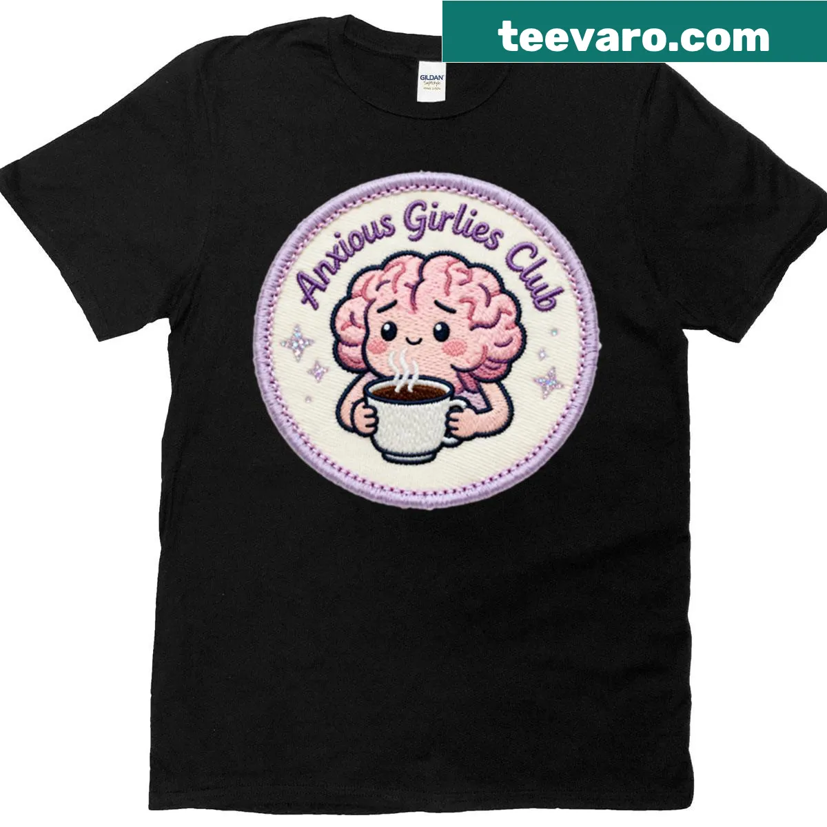 Cute retro t-shirt celebrating the Anxious Girlies Club — on a men's t-shirt