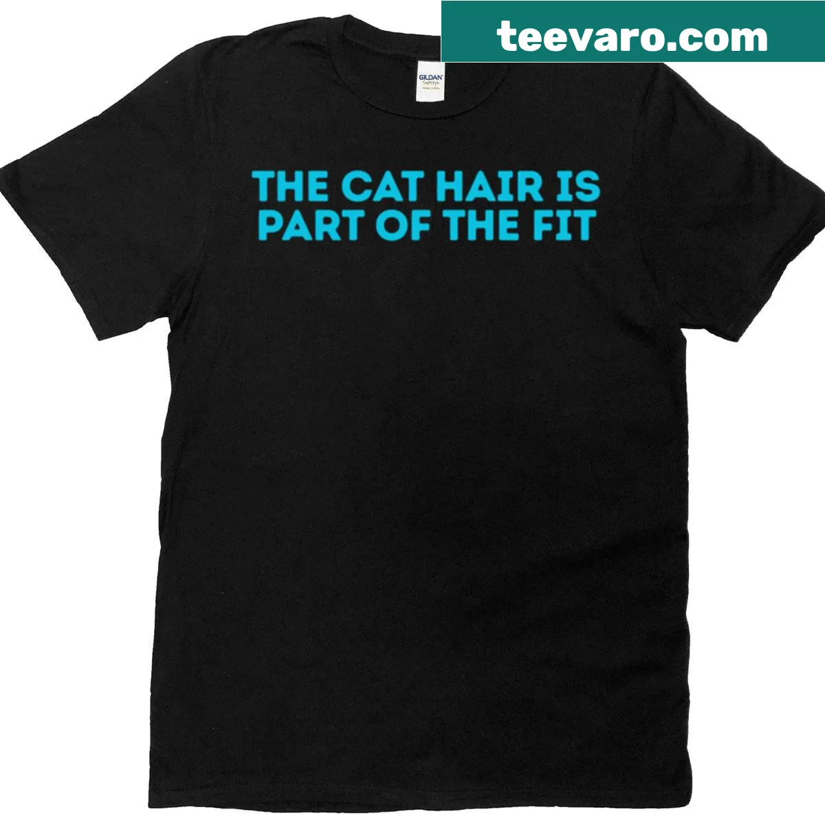 Funny t-shirt stating that cat hair is part of the fit — on a men's t-shirt