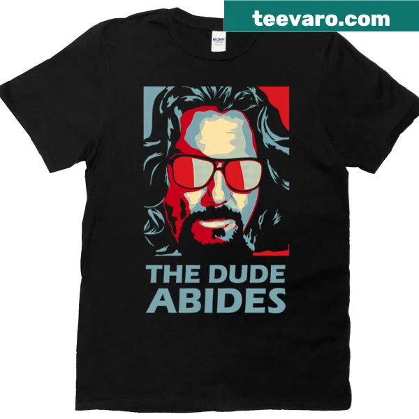 Text design featuring 'The Dude Abides' on T-shirt