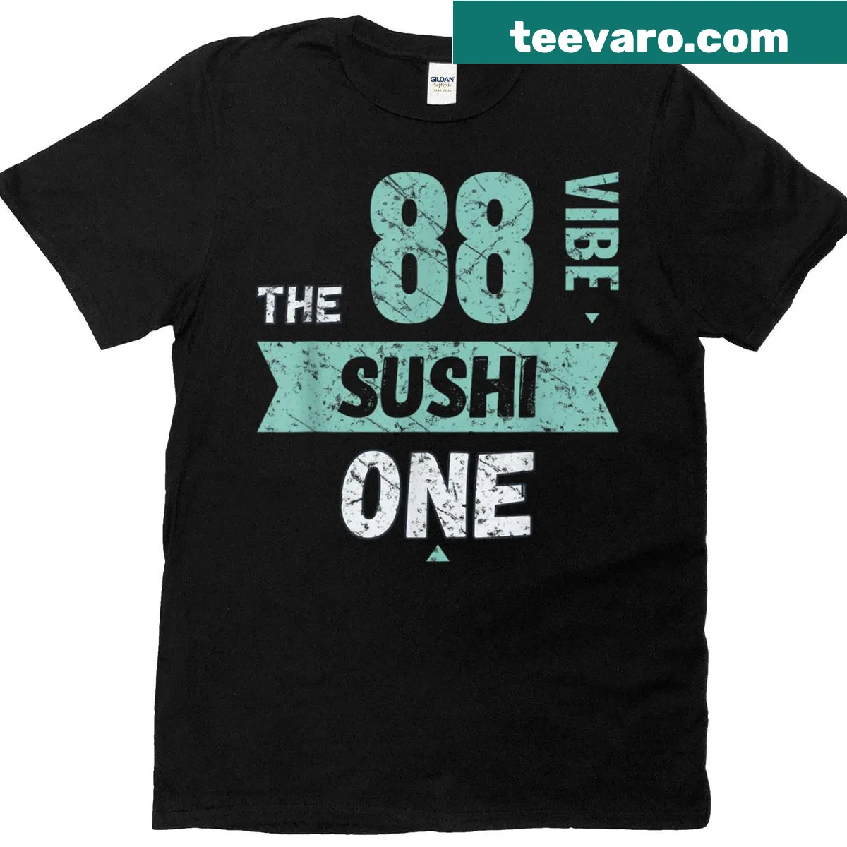 T-shirt featuring playful sushi graphic for couples and friends. — on a men's t-shirt
