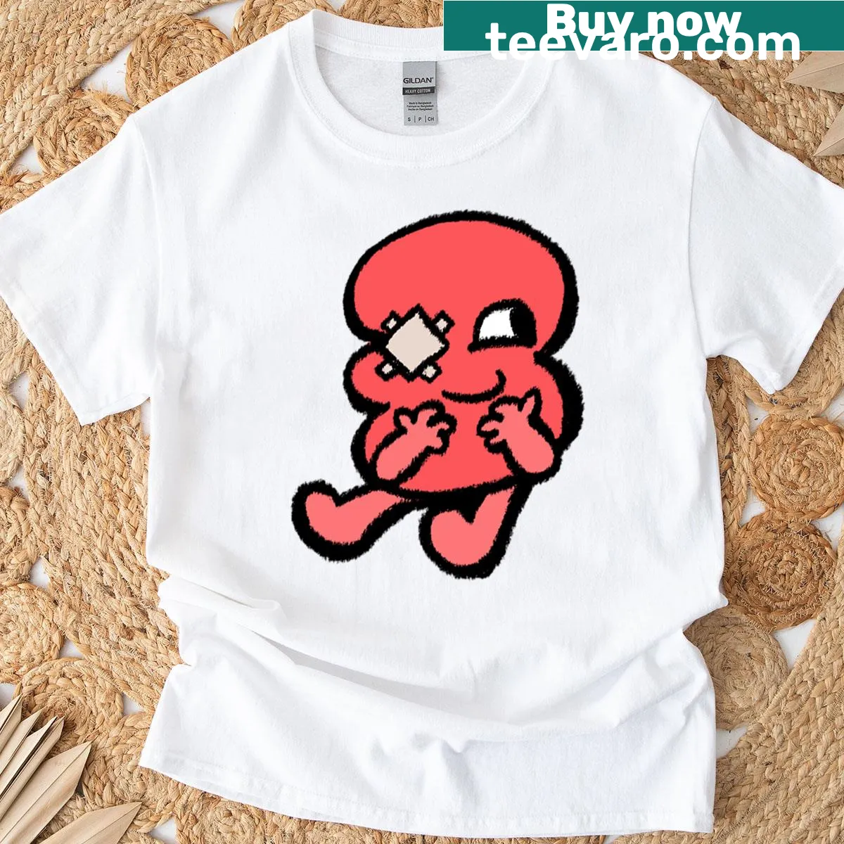 Playful graphic featuring three Bfdi characters on a t-shirt — on a men's t-shirt