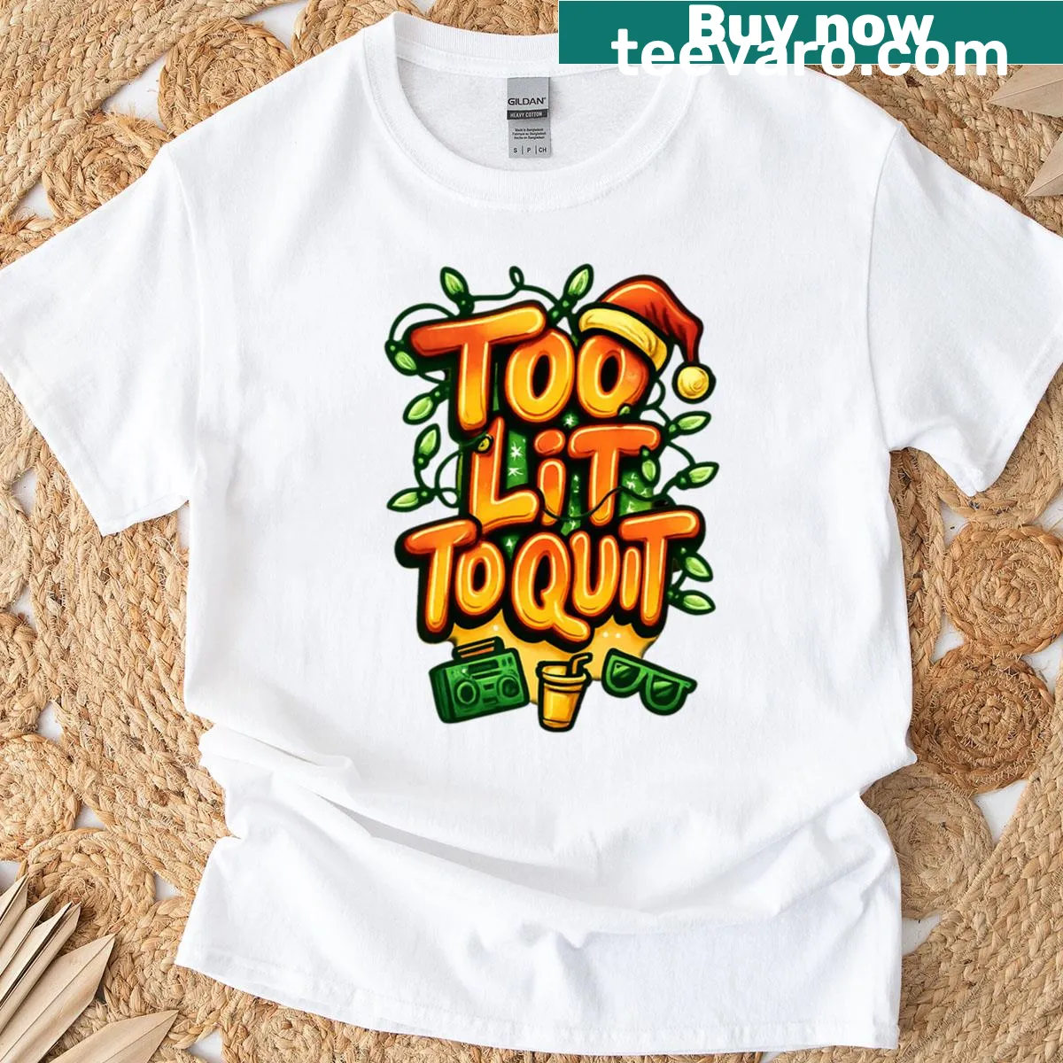 Graffiti-style Christmas T-shirt with playful lettering and festive vibes — on a men's t-shirt