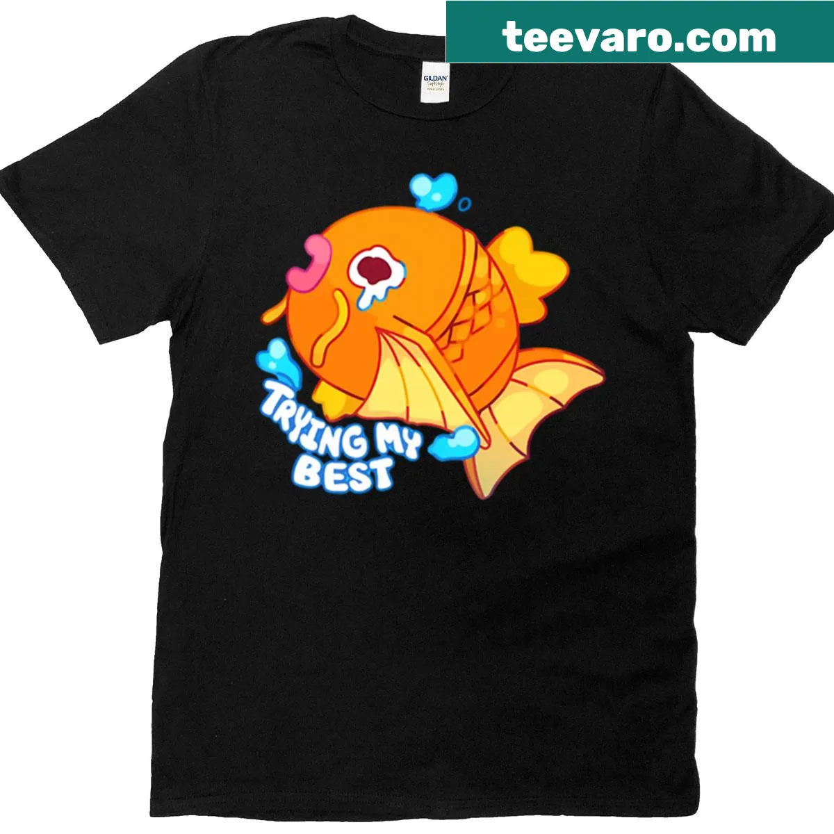 Playful T-shirt with 'Trying My Best' slogan — on a men's t-shirt