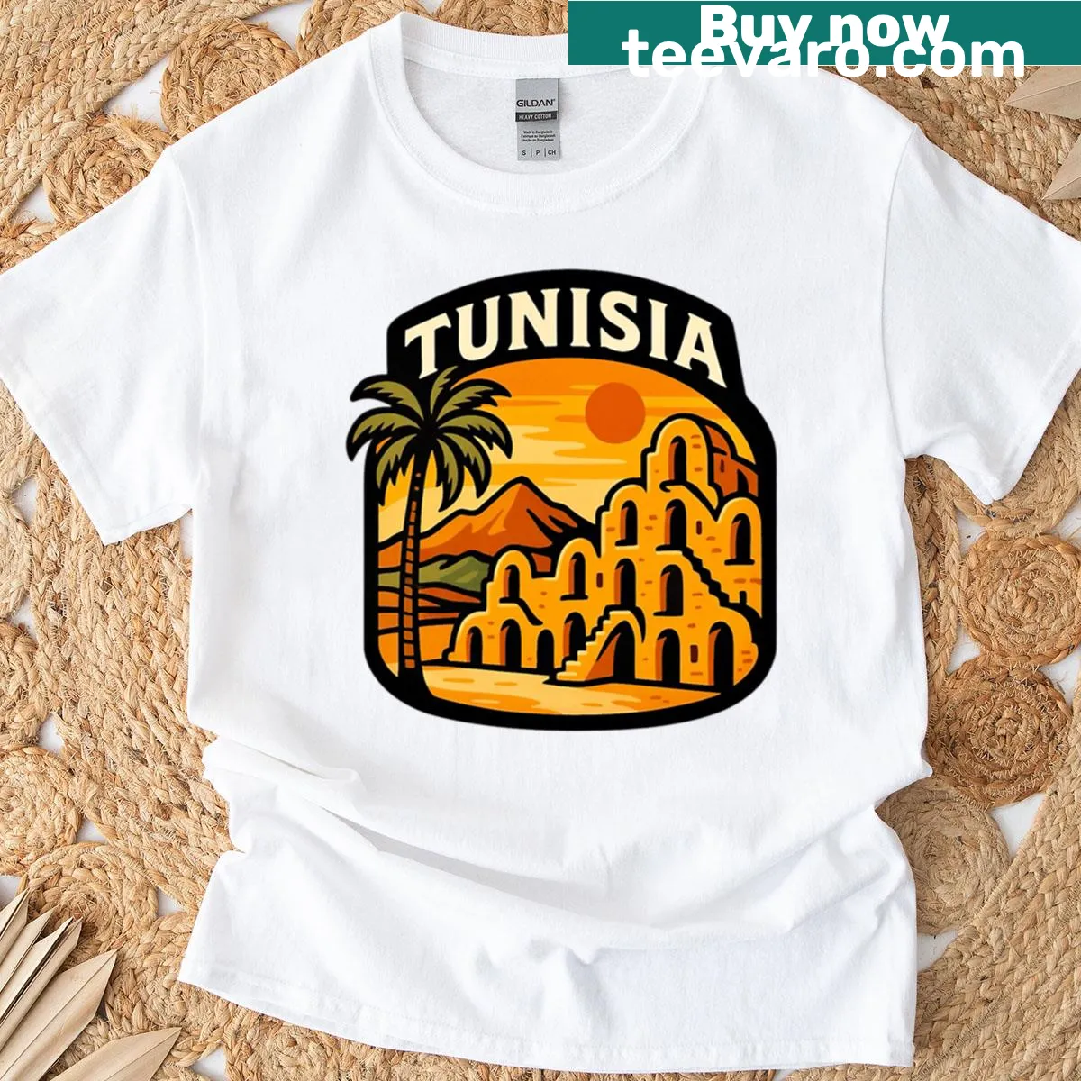 Nostalgic T-shirt featuring Tunisia-inspired design — on a men's t-shirt