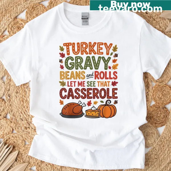 Funny Thanksgiving dinner T-shirt with turkey and food graphics