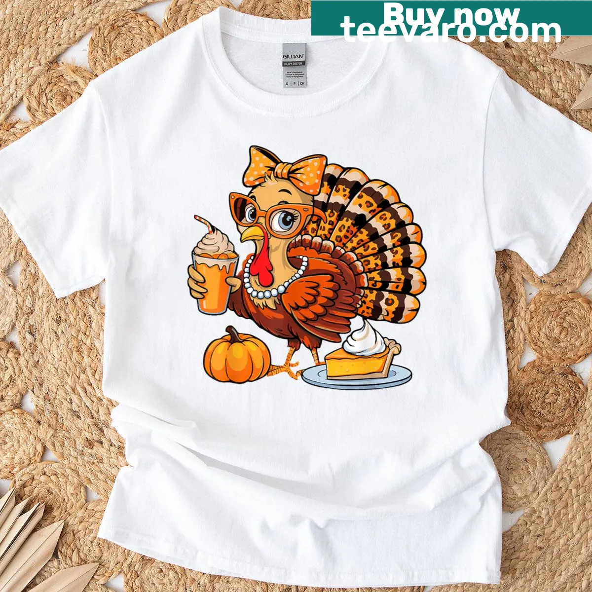 Thanksgiving T-shirt featuring a festive turkey design — on a men's t-shirt