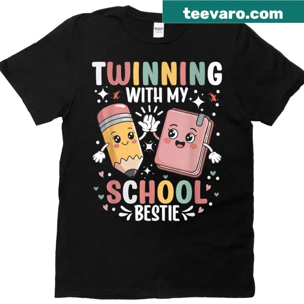 Cute T-shirt for kids celebrating twin day friendships