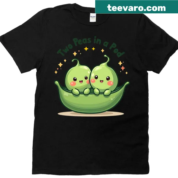 Kawaii T-shirt featuring two smiling peas in a pod