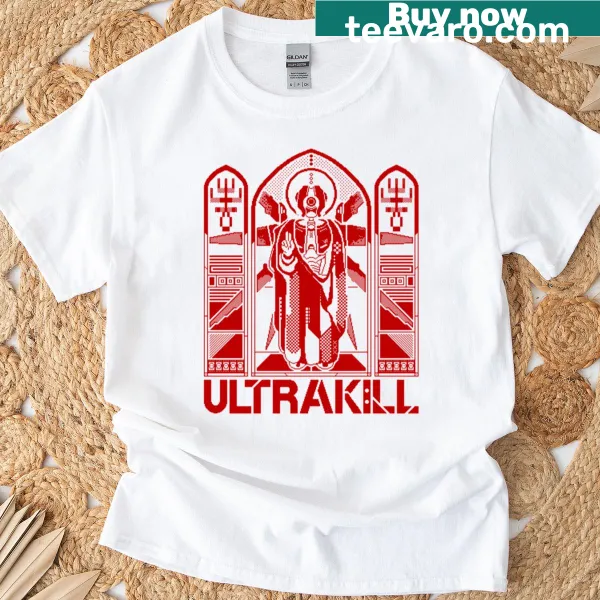 Ultrakill T-shirt featuring Gabriel with dynamic graphic design