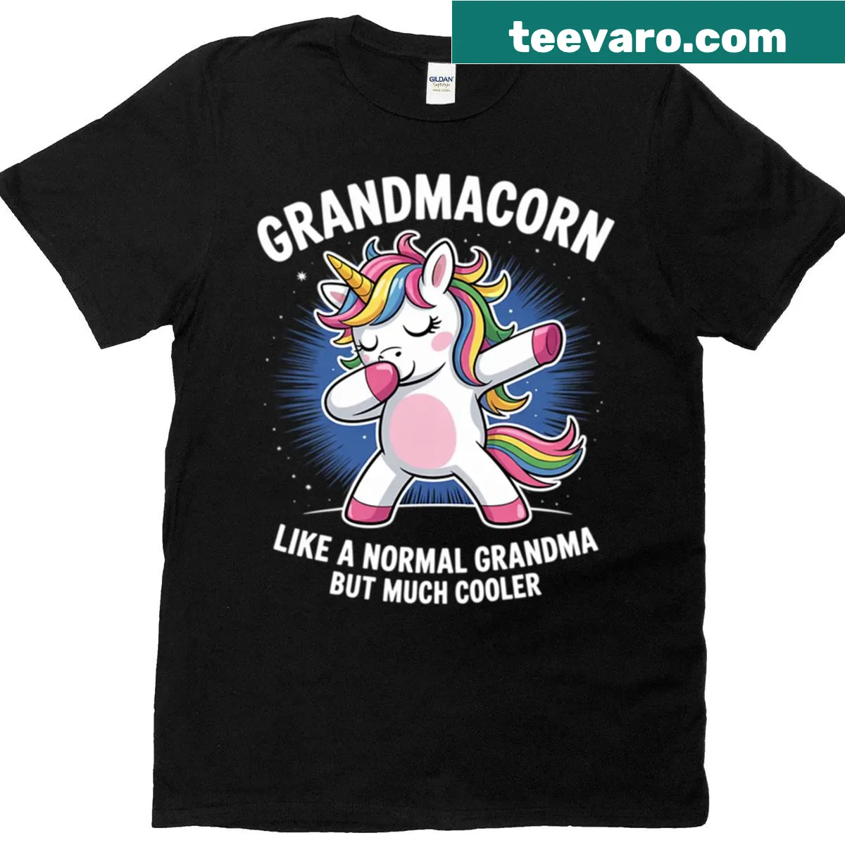 Whimsical 'Grandmacorn' t-shirt with unicorn design for grandmas — on a men's t-shirt
