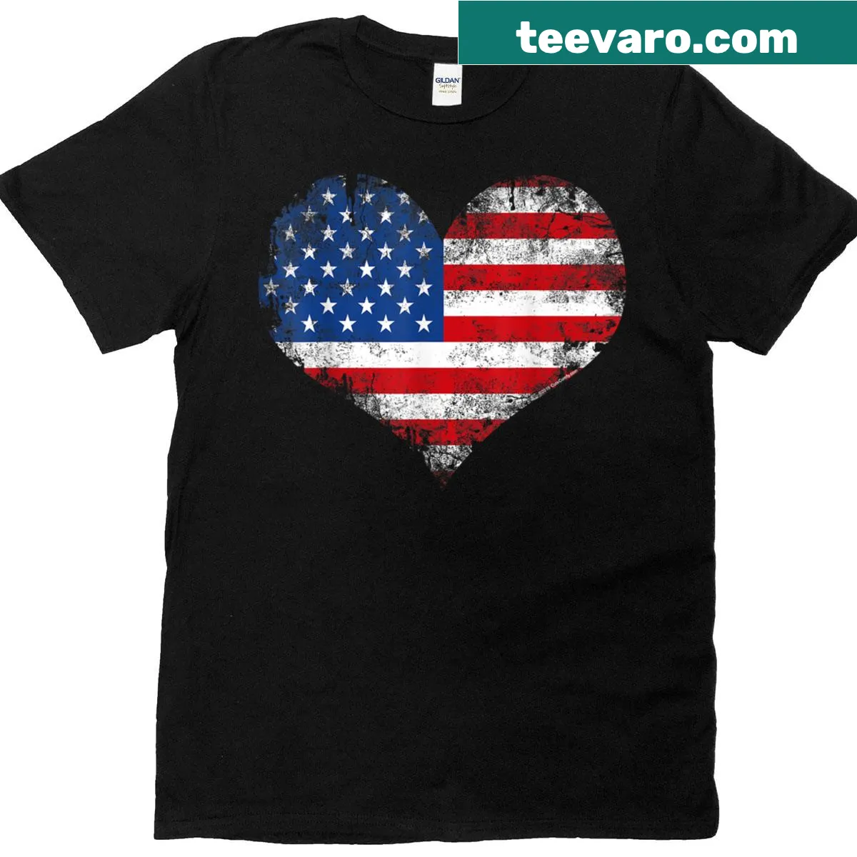Vintage heart design with American flag for July 4th celebrations — on a men's t-shirt