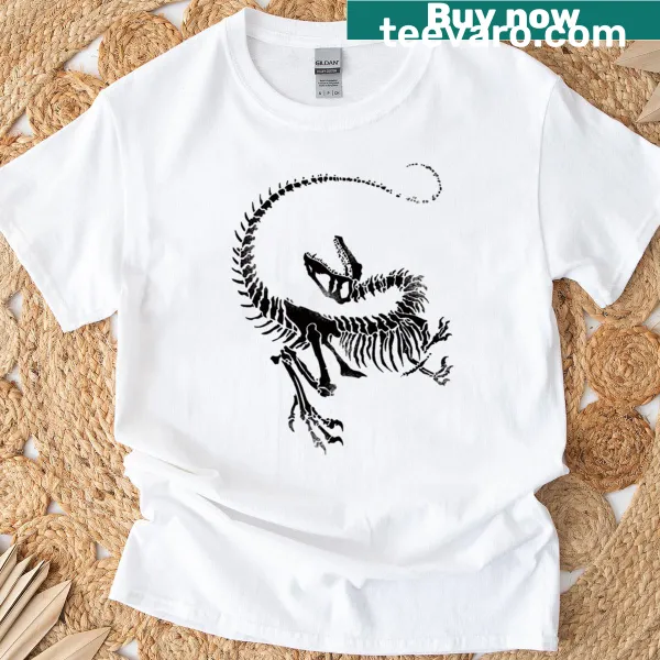 Silhouette t-shirt featuring a velociraptor skeleton design