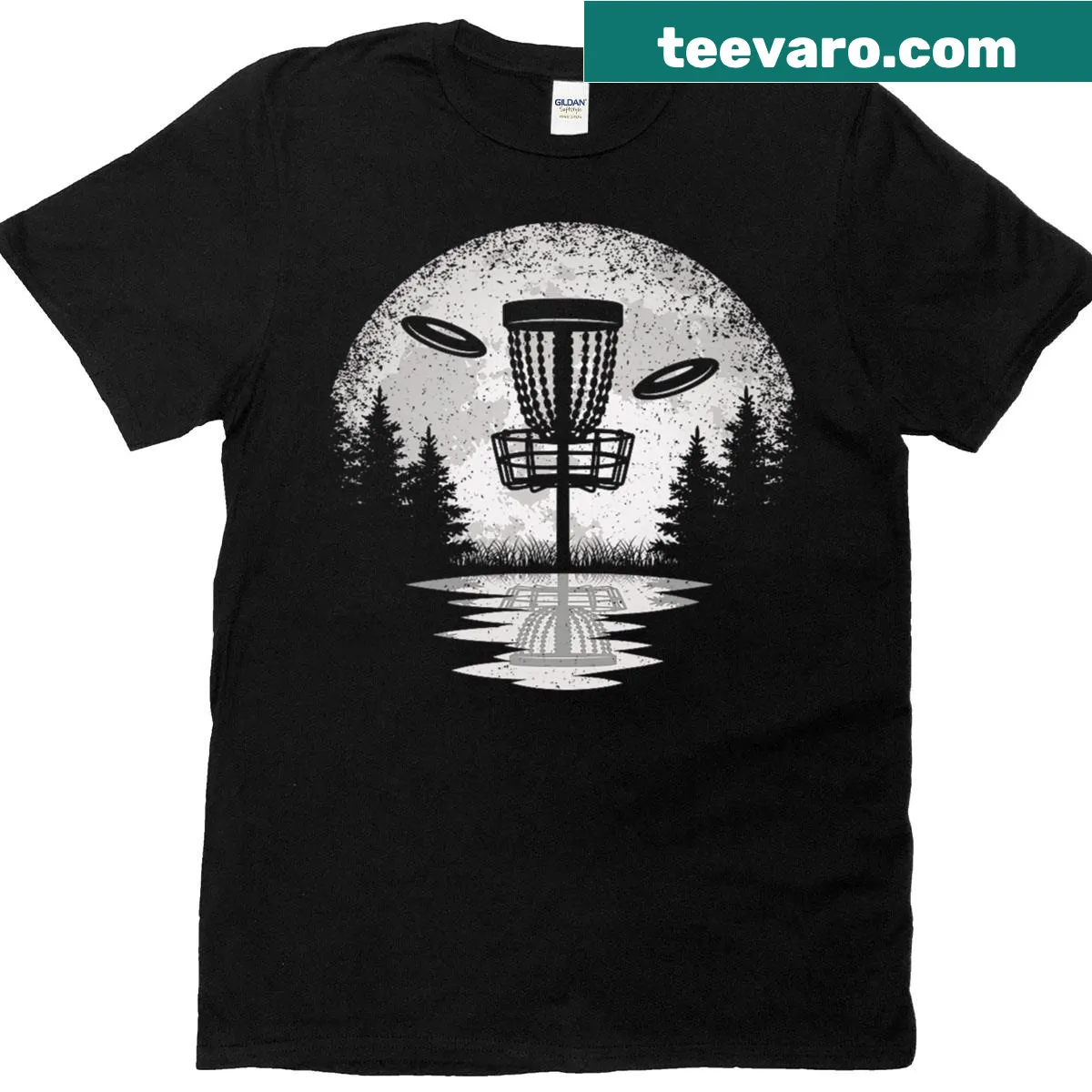 Vintage disc golf basket design shirt for frisbee golf lovers — on a men's t-shirt